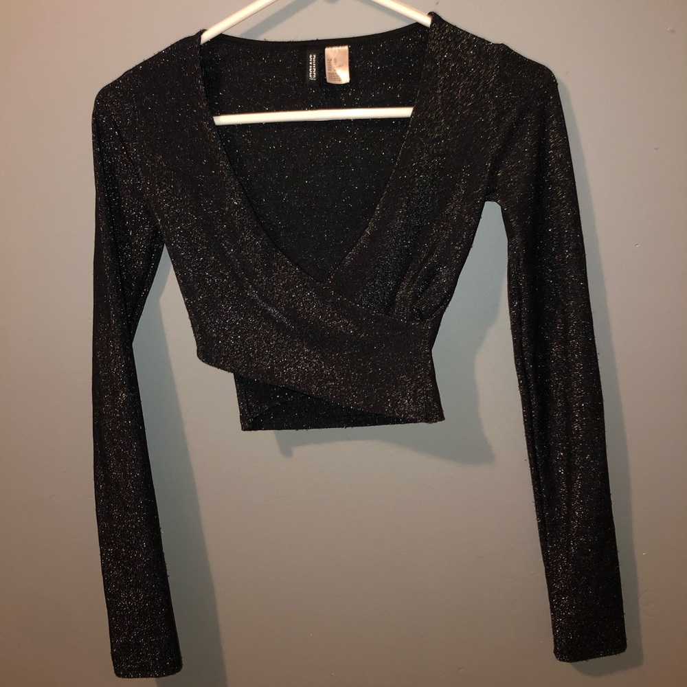 Glitter long sleeve crop top